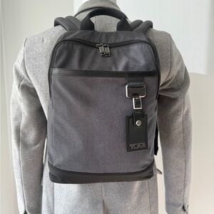 TUMI Charcoal and Black Men's Backpack w/ Houndstooth texture